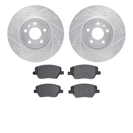 DYNAMIC FRICTION CO 7302-16009, Rotors-Drilled and Slotted-Silver with 3000 Series Ceramic Brake Pads, Zinc Coated 7302-16009
